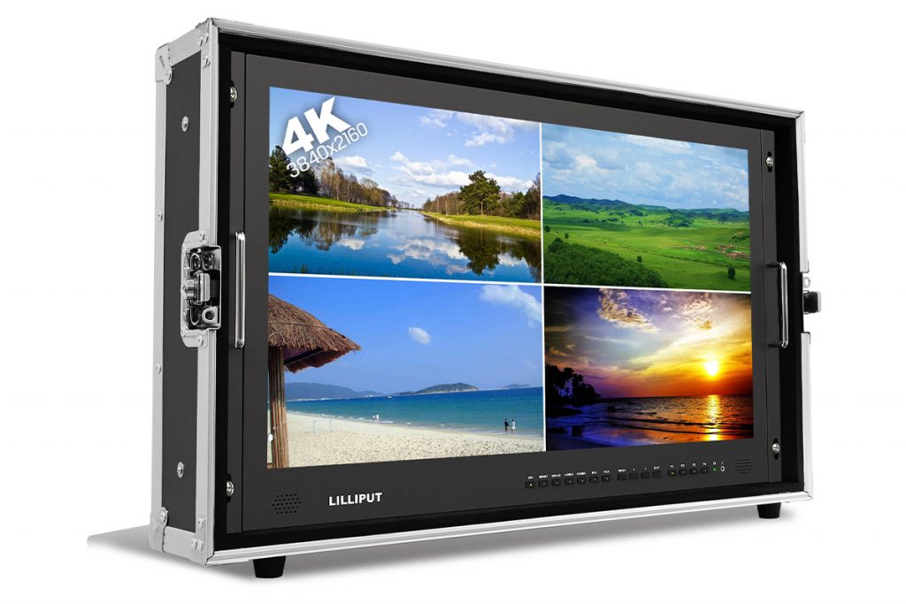 Lilliput BM280 28 inç 4K monitör 4 bölünmüş ekran görünümü